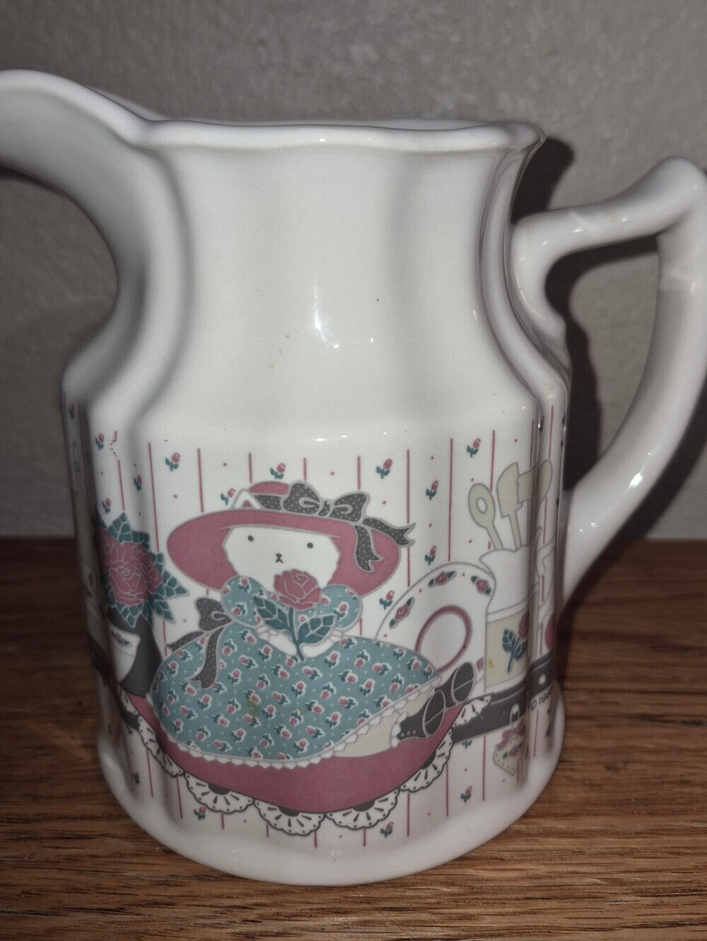 Vintage Traditions 6" H Pitcher, Country Cat in Kitchen Setting, (1988)